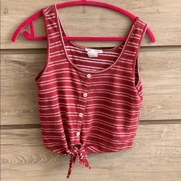 red and white stripe crop top tank top - Picture 2 of 2
